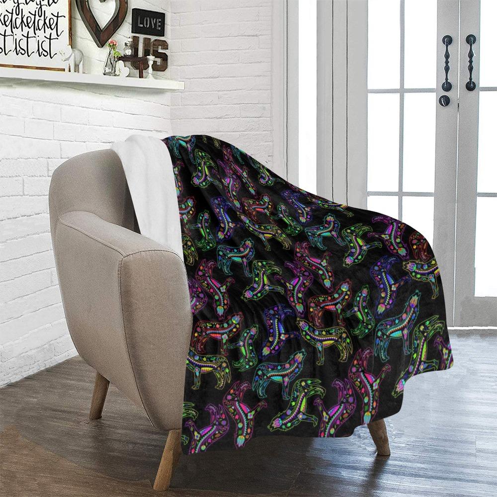 Floral Wolves Ultra-Soft Micro Fleece Blanket 40"x50" Ultra-Soft Blanket 40''x50'' e-joyer 