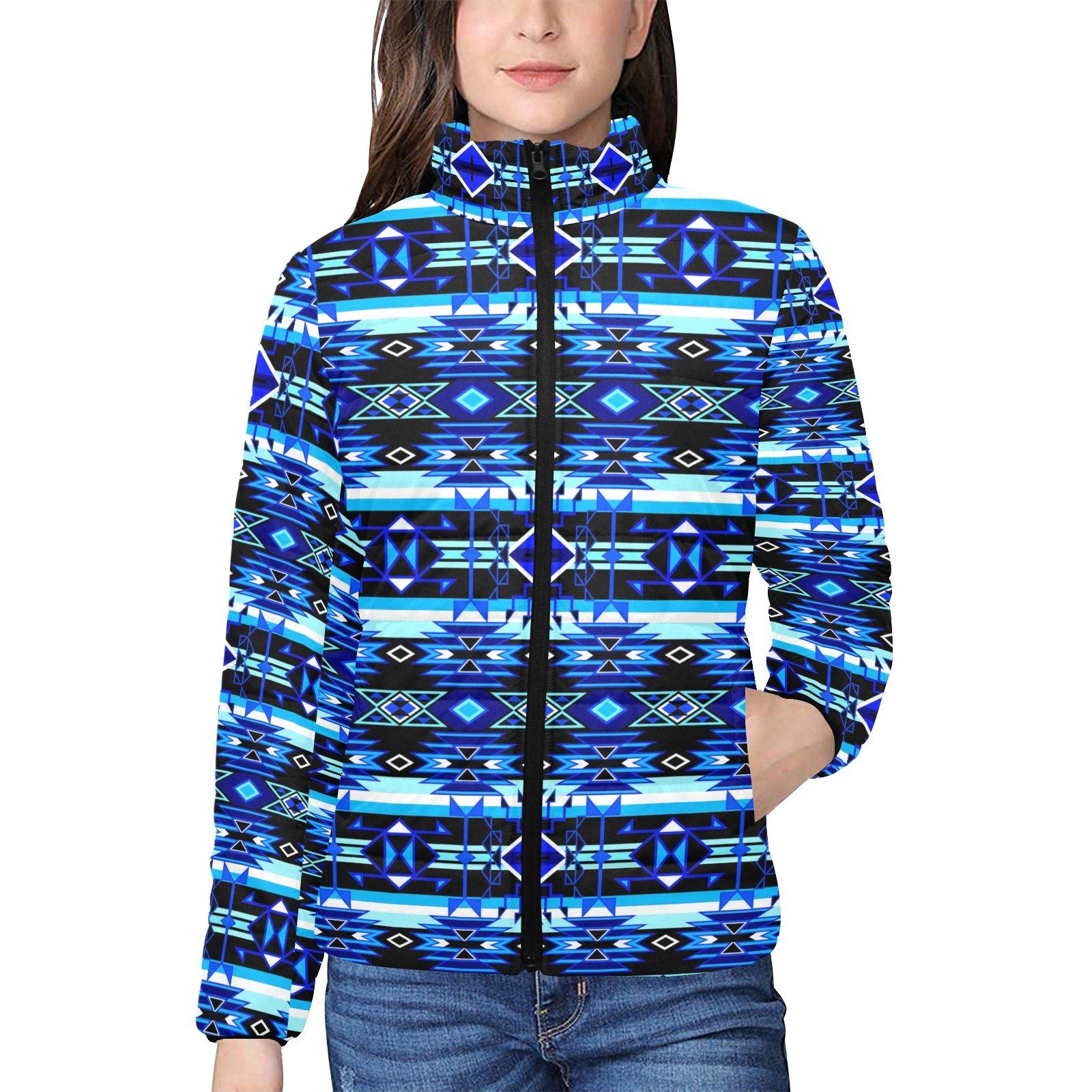 Force of Nature Winter Night Women's Stand Collar Padded Jacket (Model H41) jacket e-joyer 