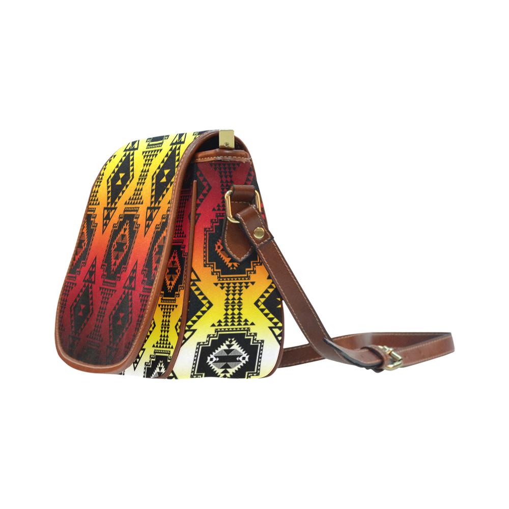 Gathering Fire Saddle Bag/Small (Model 1649) Full Customization Saddle Bag/Small (Full Customization) e-joyer 