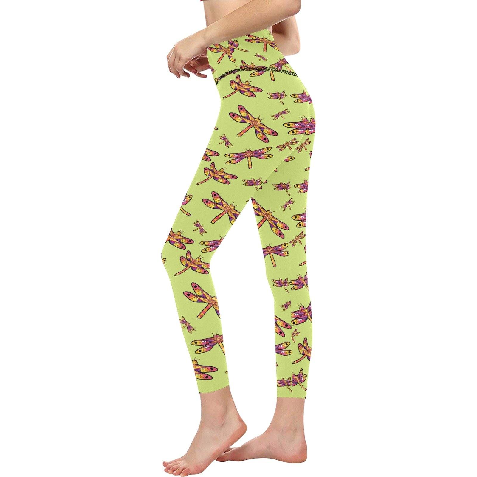 Gathering Lime All Over Print High-Waisted Leggings (Model L36) High-Waisted Leggings (L36) e-joyer 