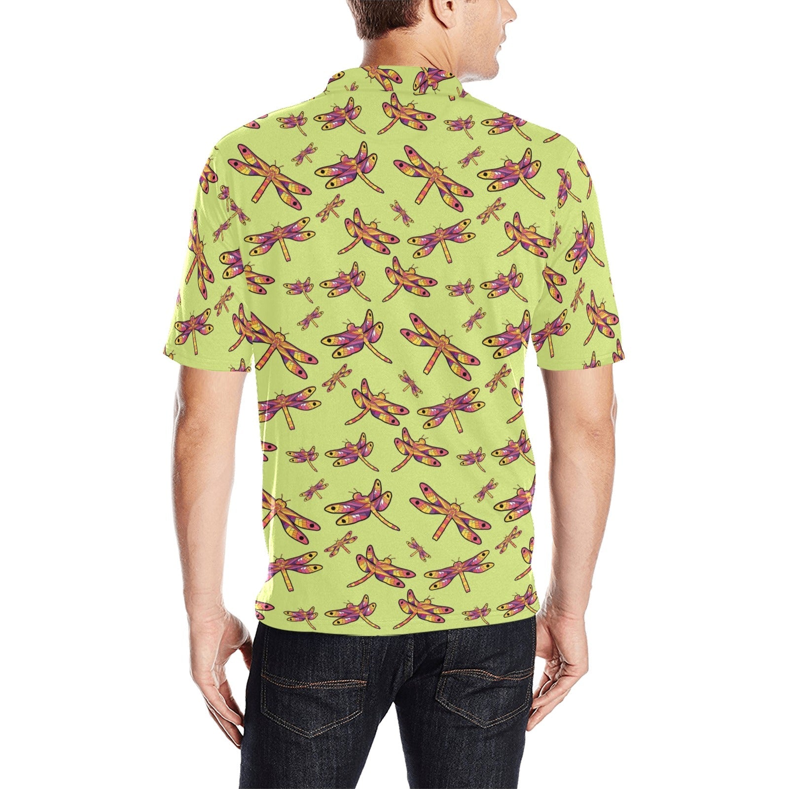 Gathering Lime Men's All Over Print Polo Shirt (Model T55) Men's Polo Shirt (Model T55) e-joyer 