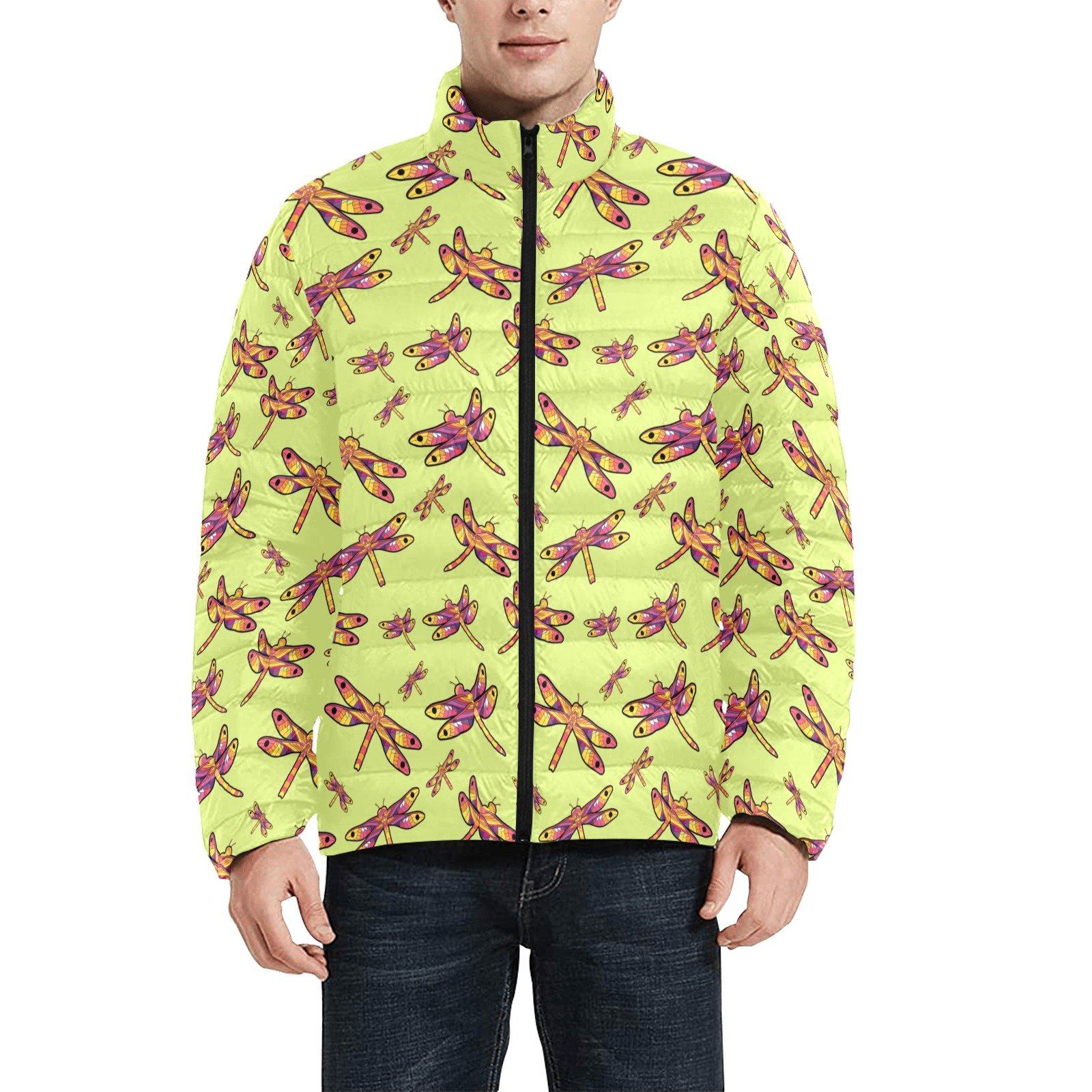 Gathering Lime Men's Stand Collar Padded Jacket (Model H41) Men's Stand Collar Padded Jacket (H41) e-joyer 