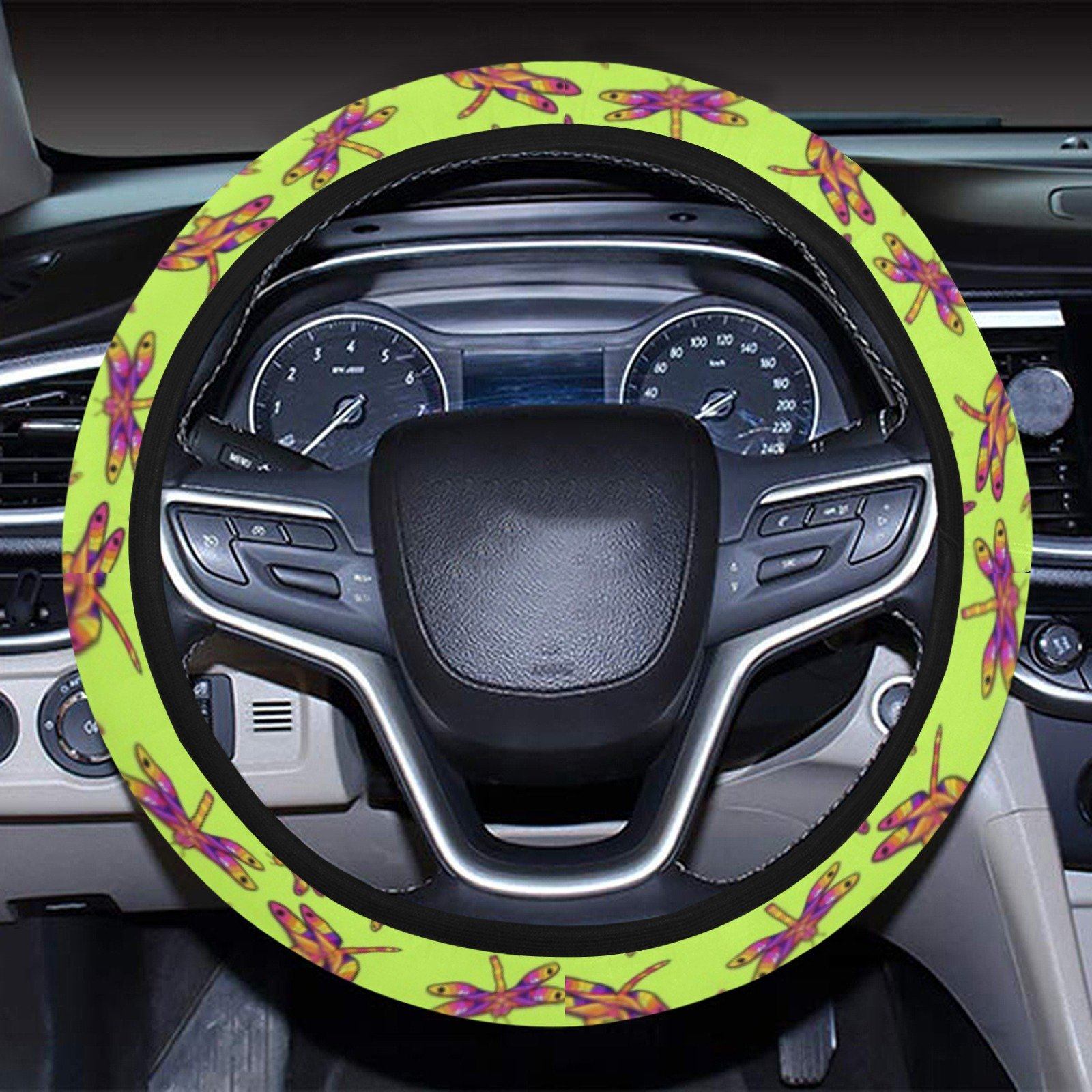 Gathering Lime Steering Wheel Cover with Elastic Edge Steering Wheel Cover with Elastic Edge e-joyer 
