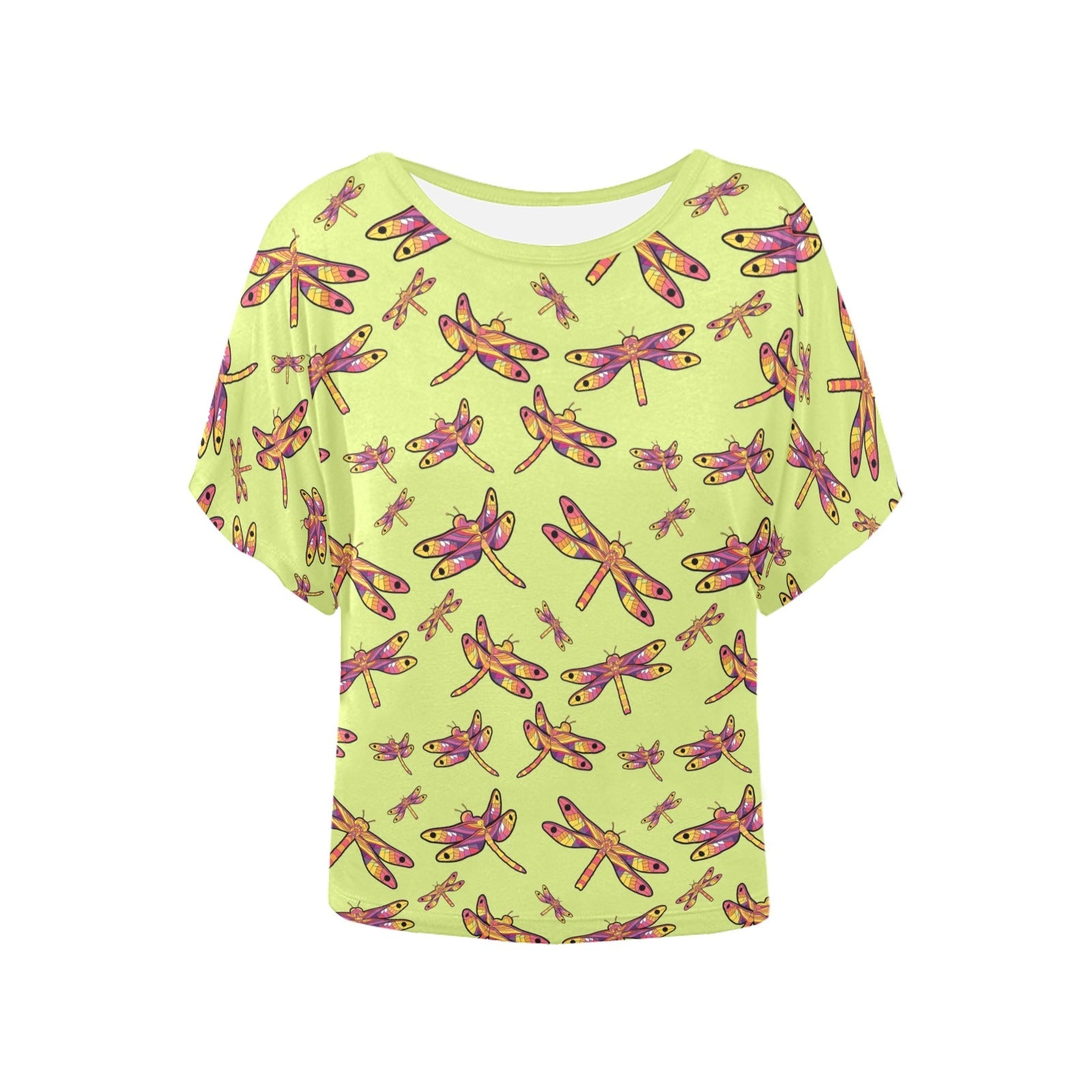 Gathering Lime Women's Batwing-Sleeved Blouse T shirt (Model T44) Women's Batwing-Sleeved Blouse T shirt (T44) e-joyer 