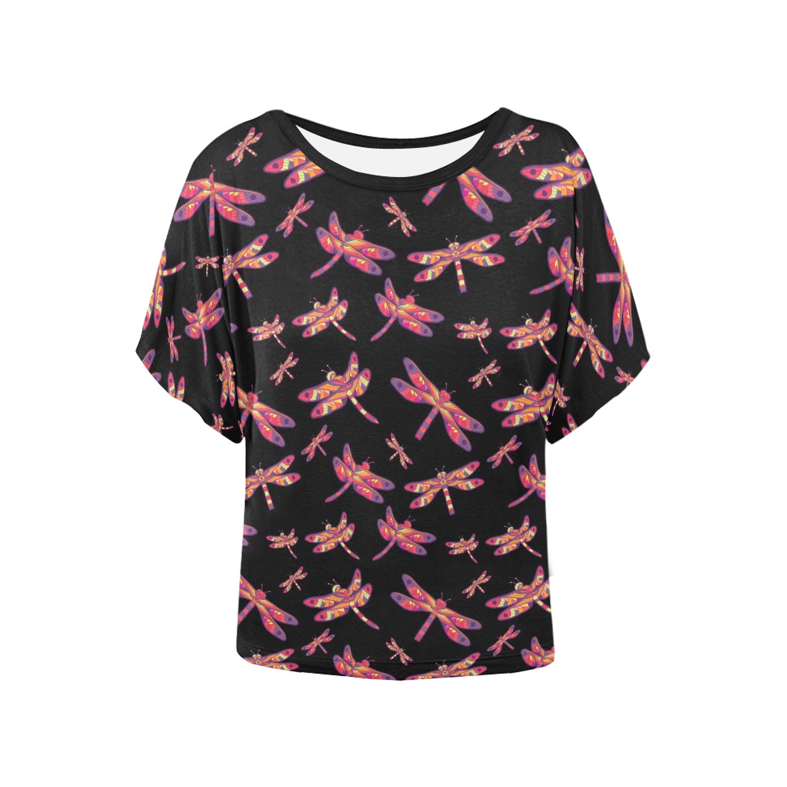 Gathering Noir Women's Batwing-Sleeved Blouse T shirt (Model T44) Women's Batwing-Sleeved Blouse T shirt (T44) e-joyer 