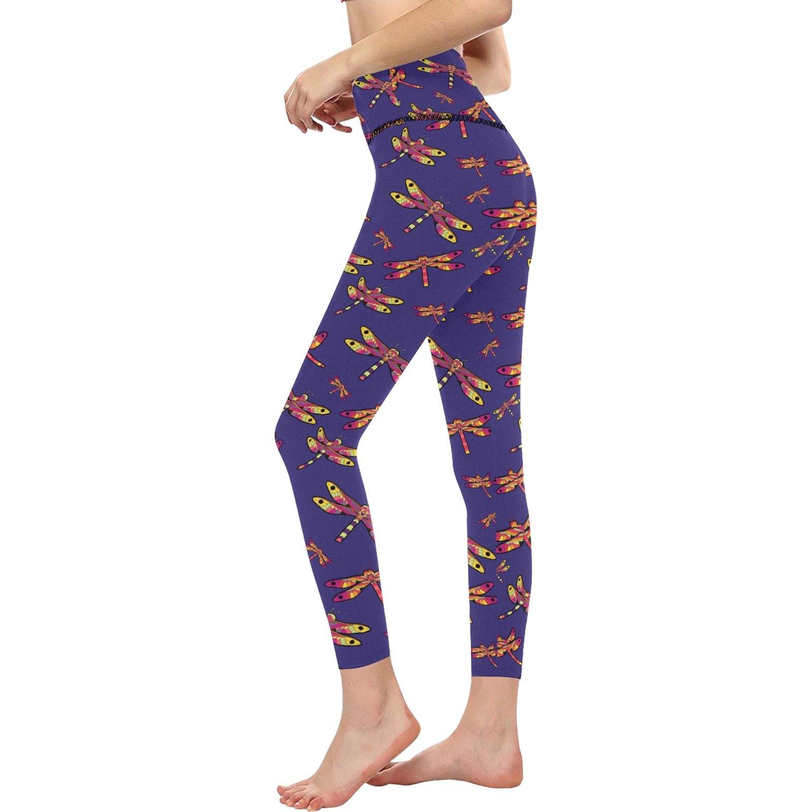 Gathering Purple All Over Print High-Waisted Leggings (Model L36) High-Waisted Leggings (L36) e-joyer 