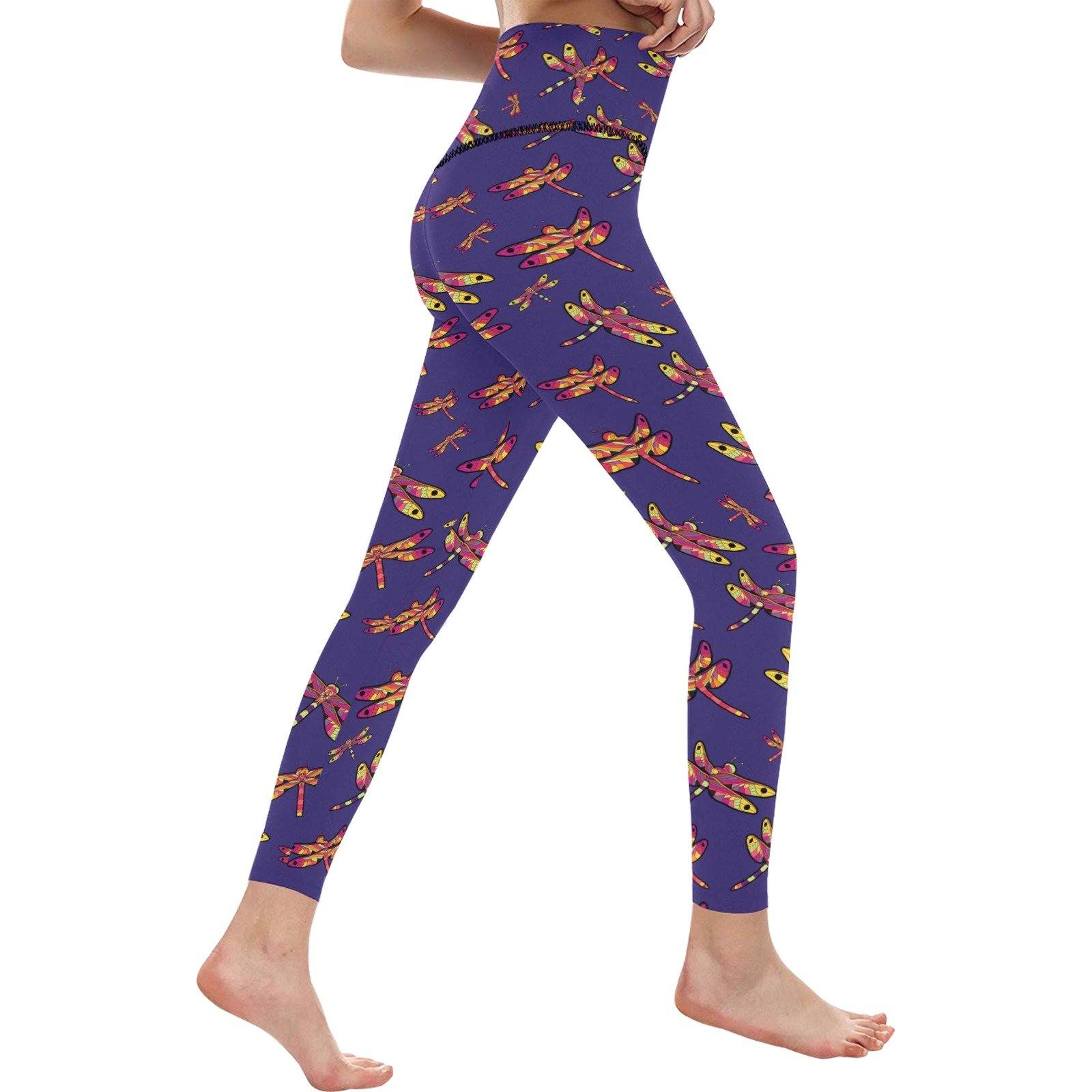 Gathering Purple All Over Print High-Waisted Leggings (Model L36) High-Waisted Leggings (L36) e-joyer 