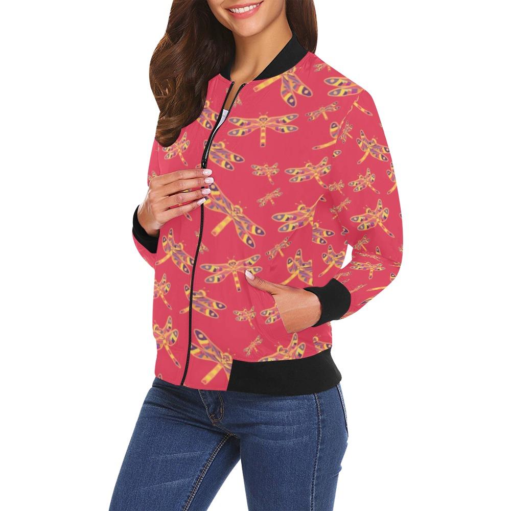 Gathering Rouge All Over Print Bomber Jacket for Women (Model H19) Jacket e-joyer 