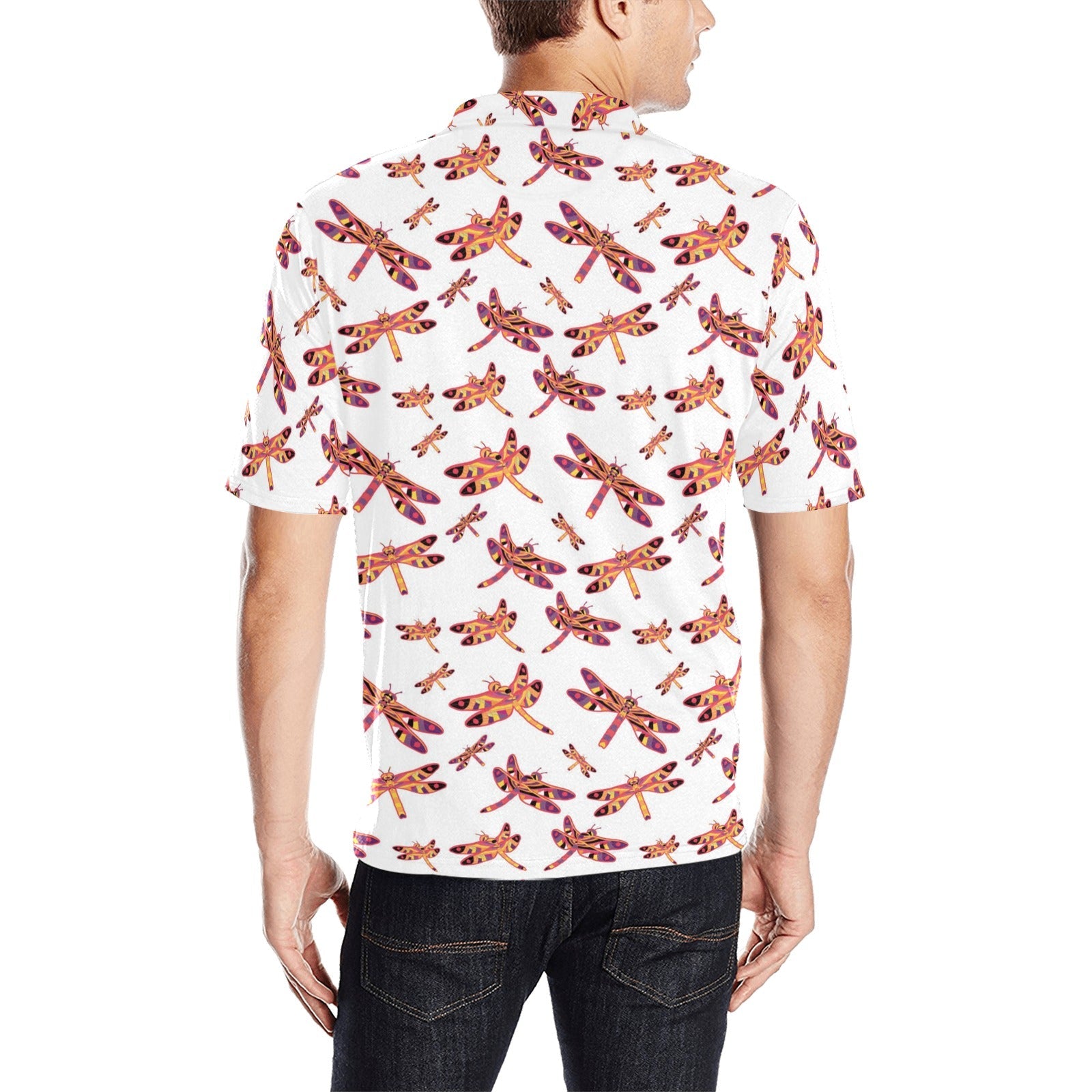 Gathering White Men's All Over Print Polo Shirt (Model T55) Men's Polo Shirt (Model T55) e-joyer 