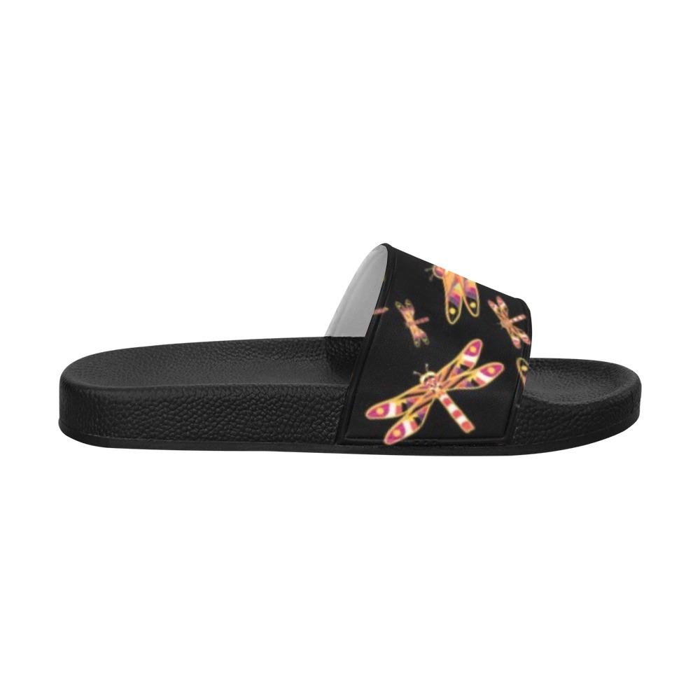 Gathering Yellow Black Women's Slide Sandals (Model 057) Women's Slide Sandals (057) e-joyer 