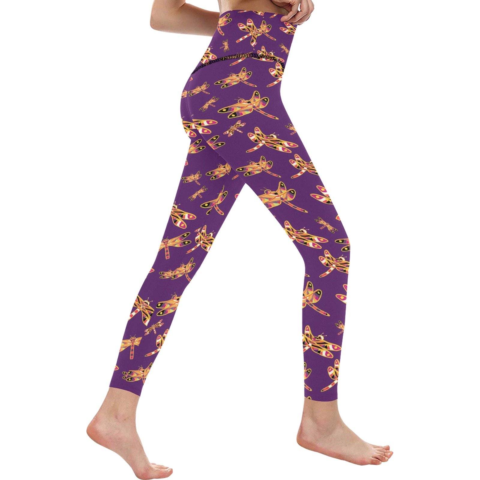 Gathering Yellow Purple All Over Print High-Waisted Leggings (Model L36) High-Waisted Leggings (L36) e-joyer 