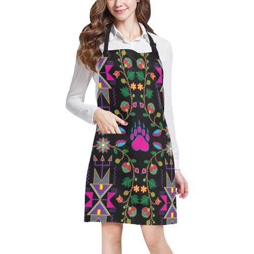 Geometric Floral Fall-Black All Over Print Apron All Over Print Apron e-joyer 