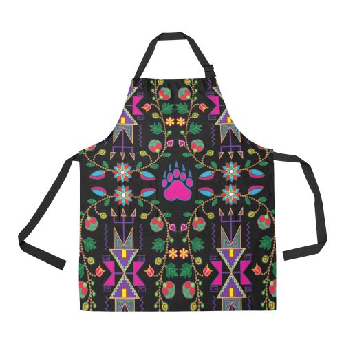 Geometric Floral Fall-Black All Over Print Apron All Over Print Apron e-joyer 