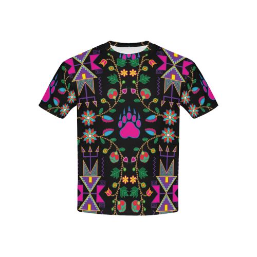 Geometric Floral Fall-Black All Over Print T-shirt for Kid (USA Size) (Model T40) All Over Print T-shirt for Kid (T40) e-joyer 