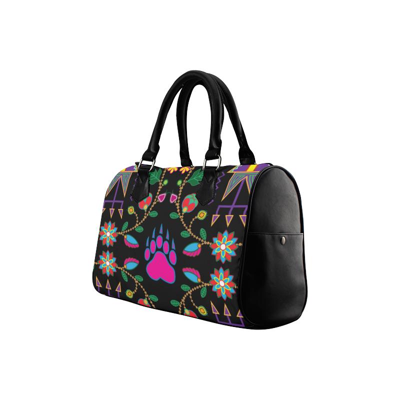 Geometric Floral Fall-Black Boston Handbag (Model 1621) Boston Handbags (1621) e-joyer 