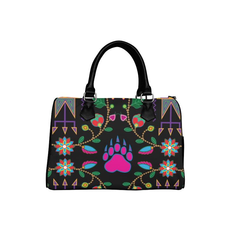 Geometric Floral Fall-Black Boston Handbag (Model 1621) Boston Handbags (1621) e-joyer 