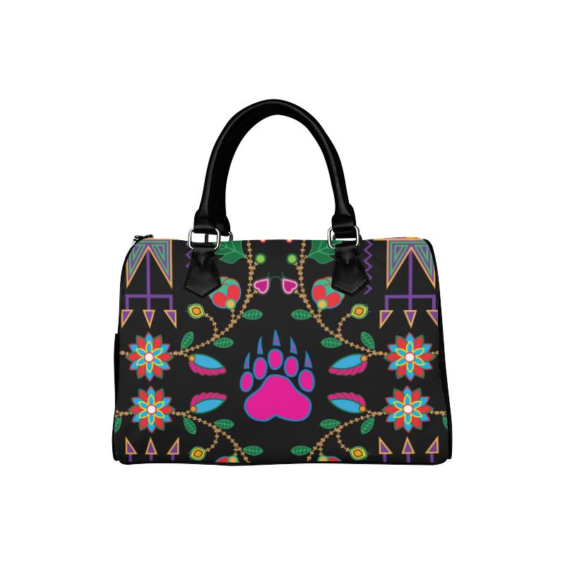 Geometric Floral Fall-Black Boston Handbag (Model 1621) Boston Handbags (1621) e-joyer 