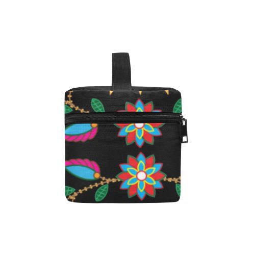 Geometric Floral Fall-Black Cosmetic Bag/Large (Model 1658) Cosmetic Bag e-joyer 