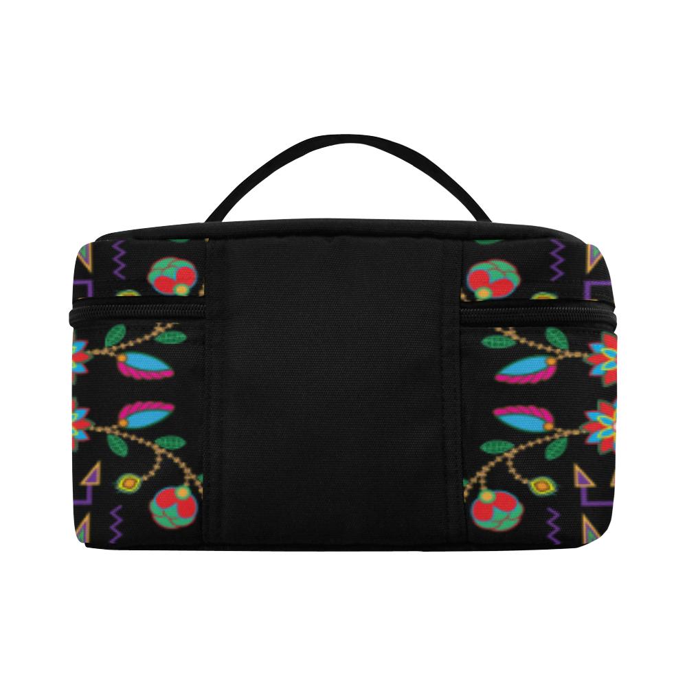 Geometric Floral Fall - Black Cosmetic Bag/Large (Model 1658) Cosmetic Bag e-joyer 