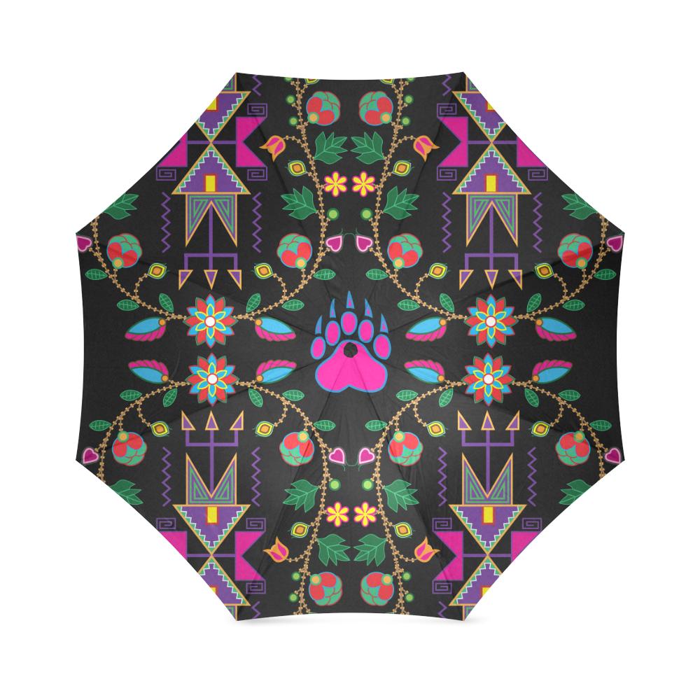 Geometric Floral Fall-Black Foldable Umbrella Foldable Umbrella e-joyer 