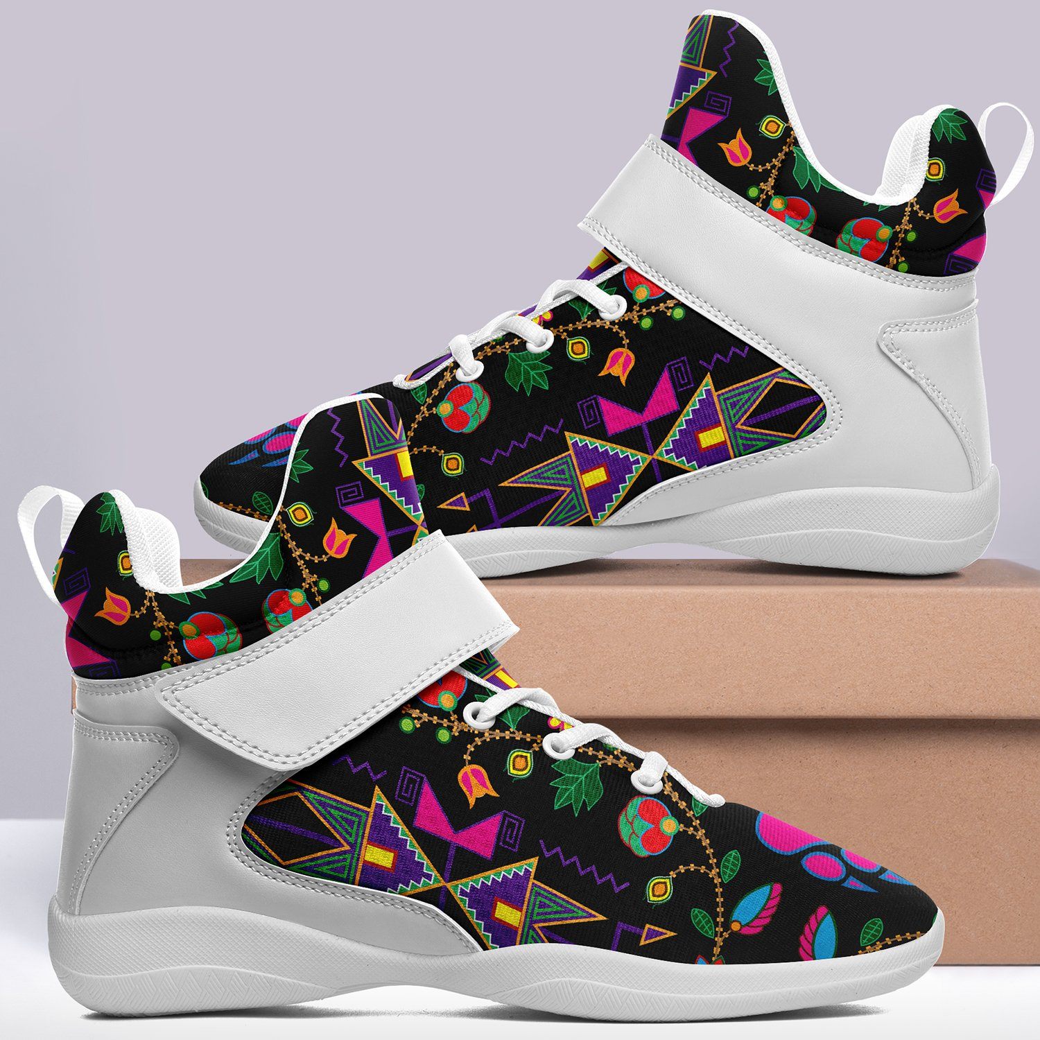 Geometric Floral Fall Black Ipottaa Basketball / Sport High Top Shoes 49 Dzine 