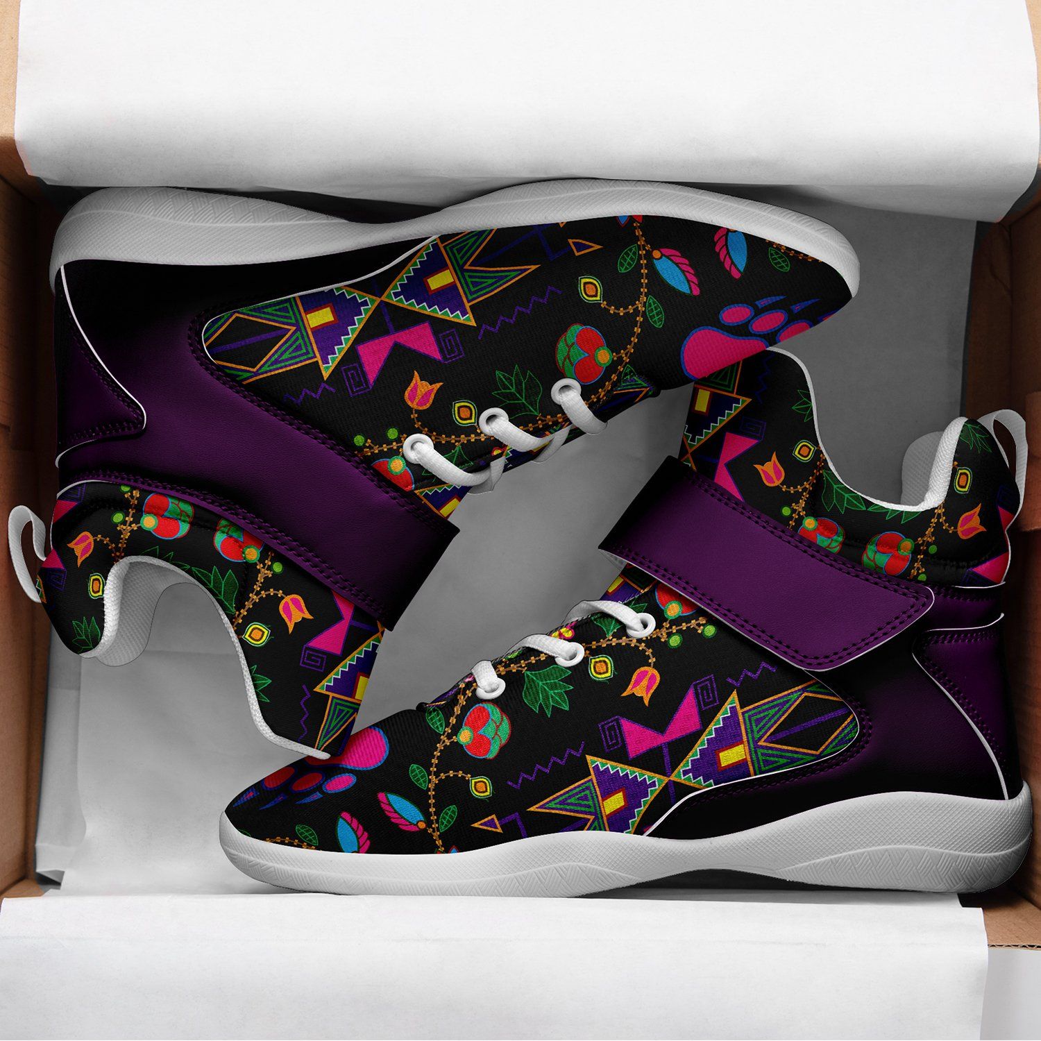 Geometric Floral Fall Black Ipottaa Basketball / Sport High Top Shoes 49 Dzine 