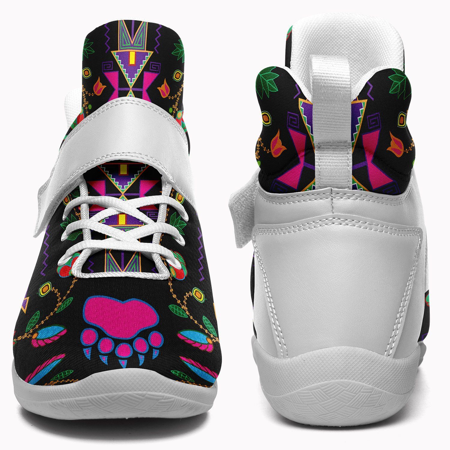 Geometric Floral Fall Black Ipottaa Basketball / Sport High Top Shoes - White Sole 49 Dzine 