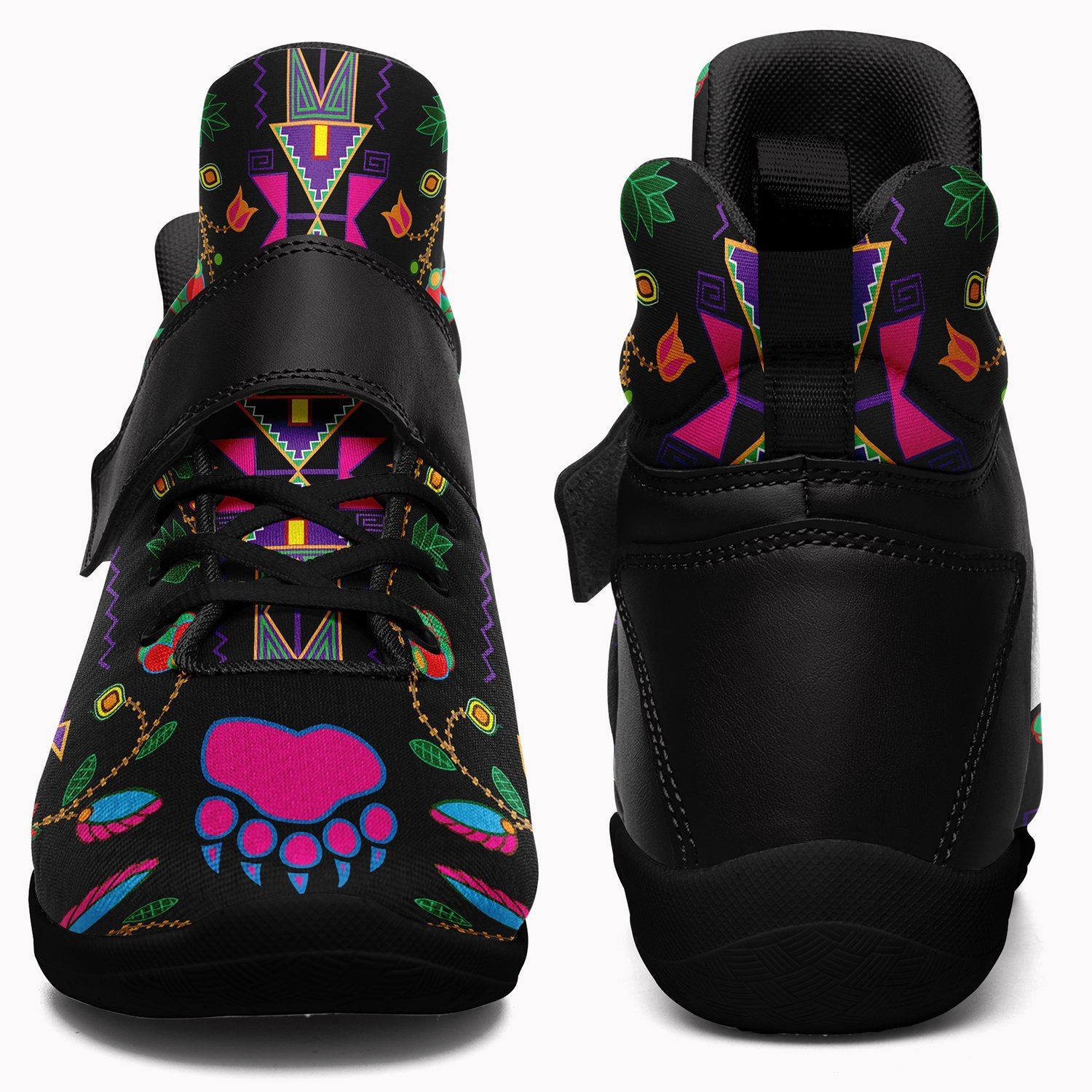 Geometric Floral Fall Black Kid's Ipottaa Basketball / Sport High Top Shoes 49 Dzine 