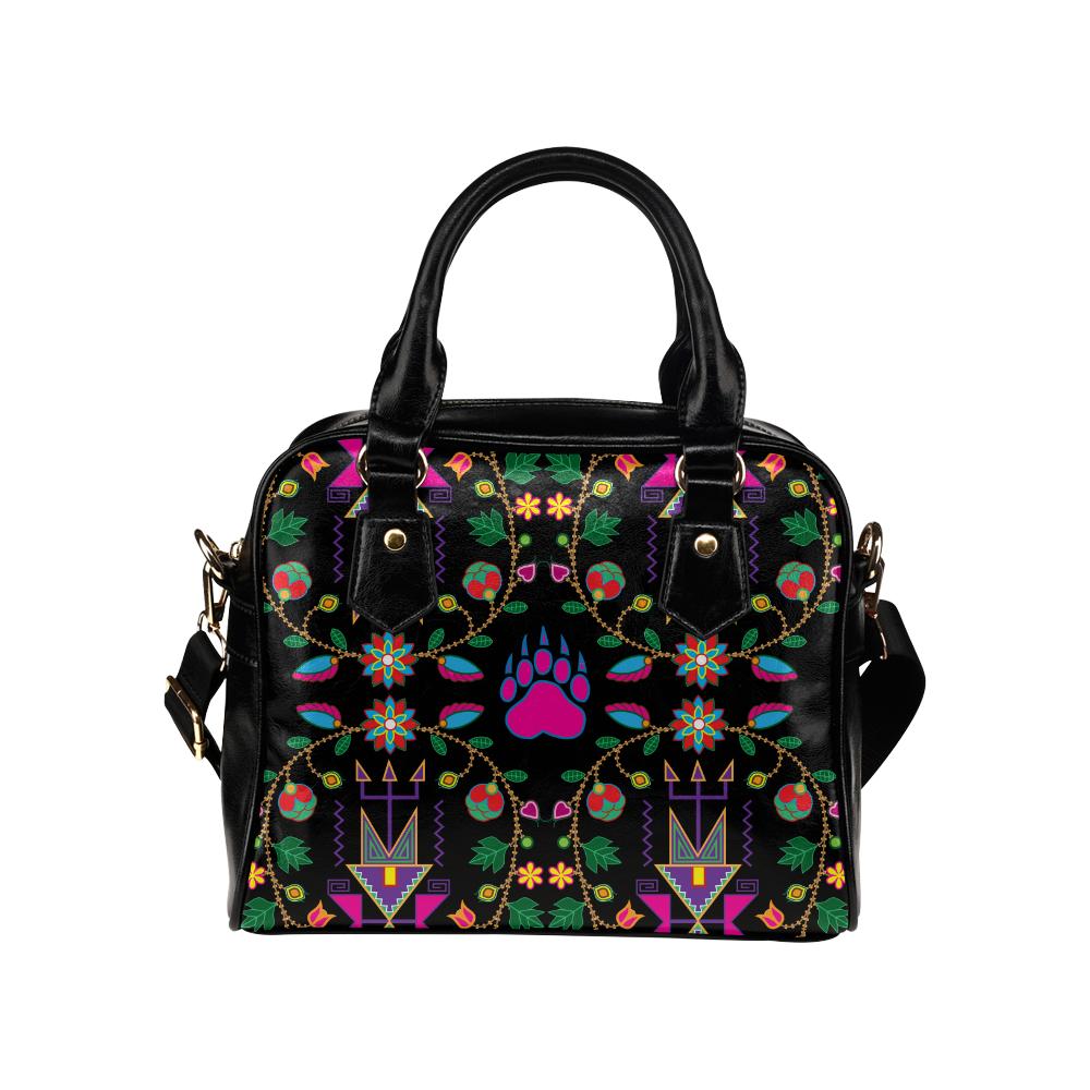 Geometric Floral Fall-Black Shoulder Handbag (Model 1634) Shoulder Handbags (1634) e-joyer 