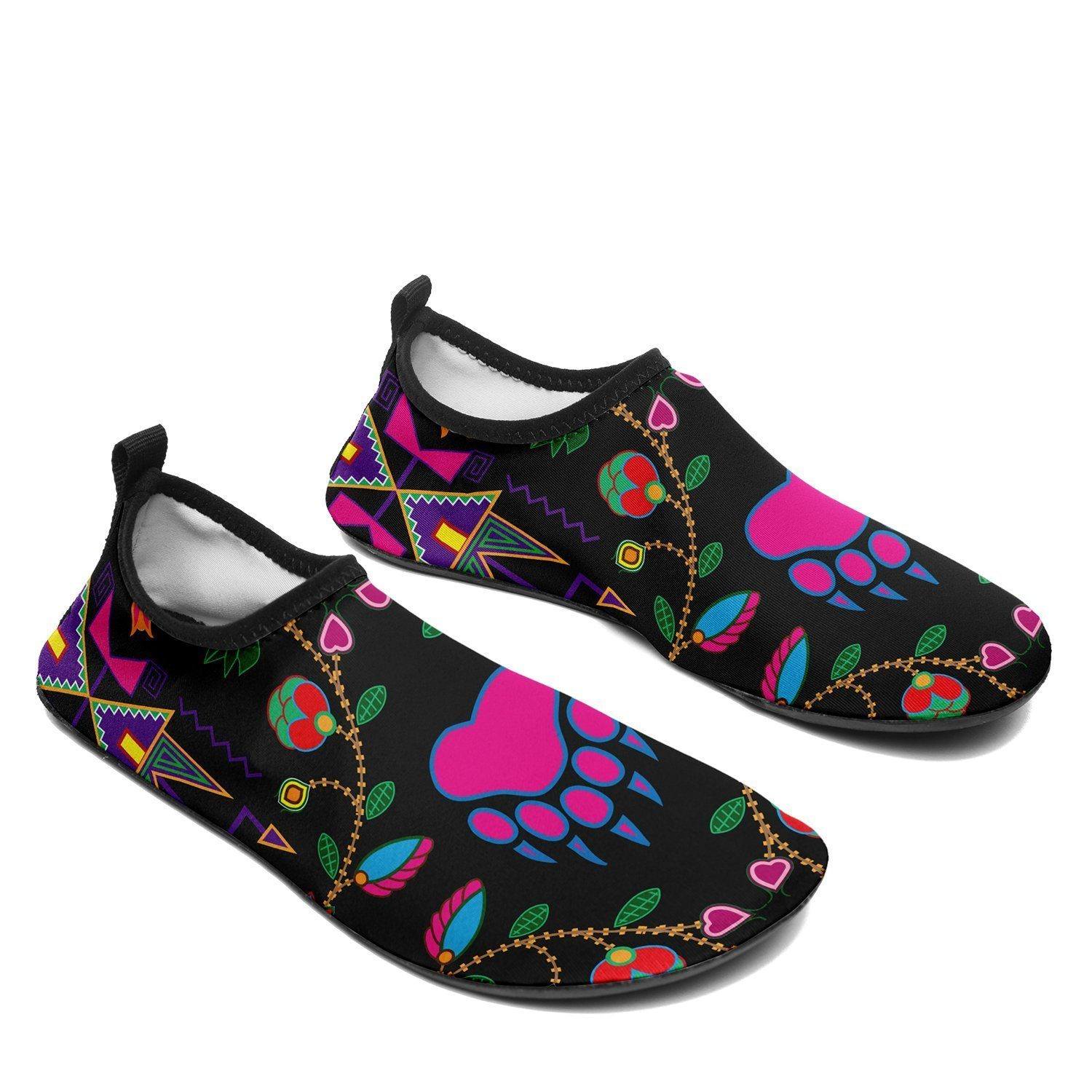 Geometric Floral Fall Black Sockamoccs Kid's Slip On Shoes 49 Dzine 