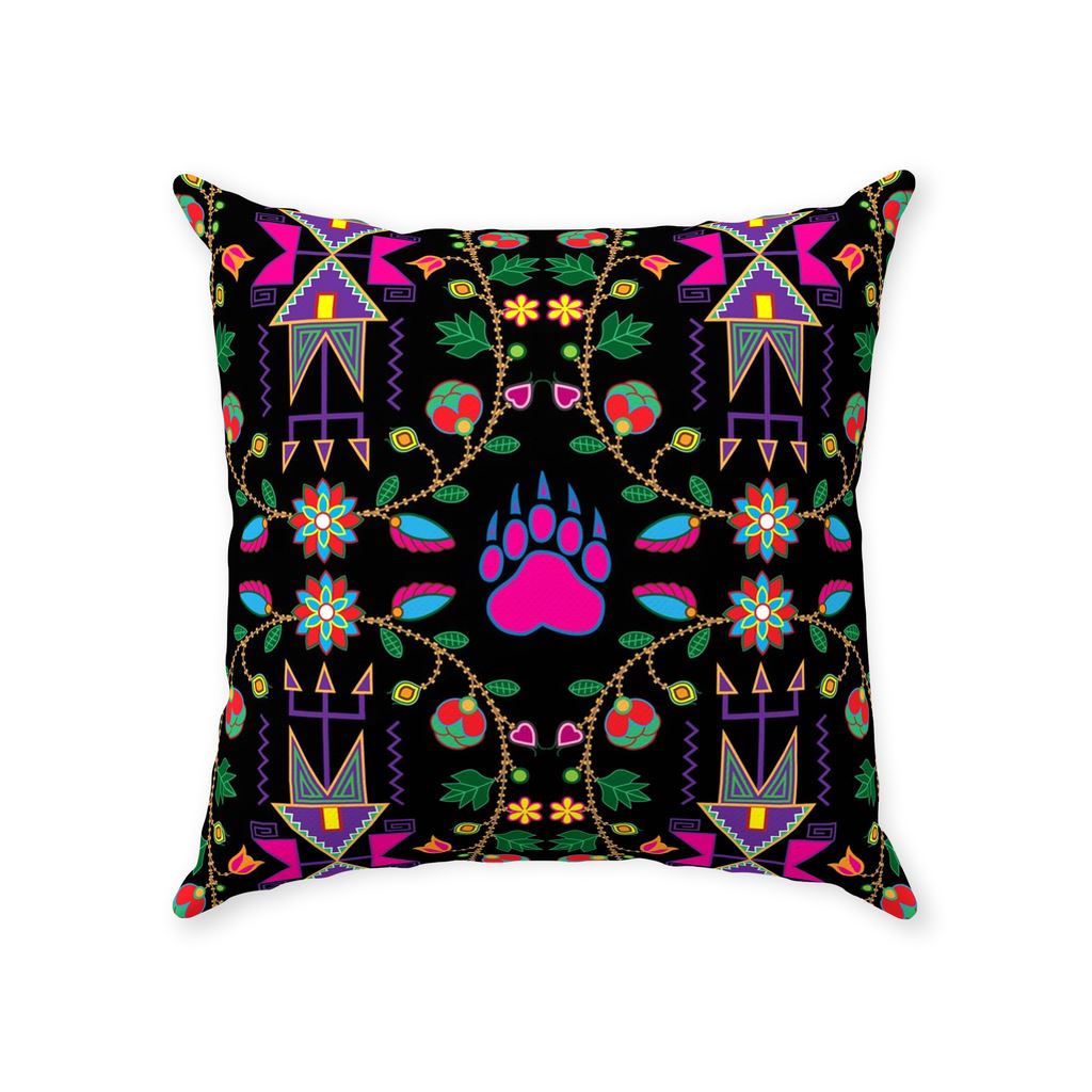 Geometric Floral Fall Black Throw Pillows 49 Dzine With Zipper Poly Twill 18x18 inch