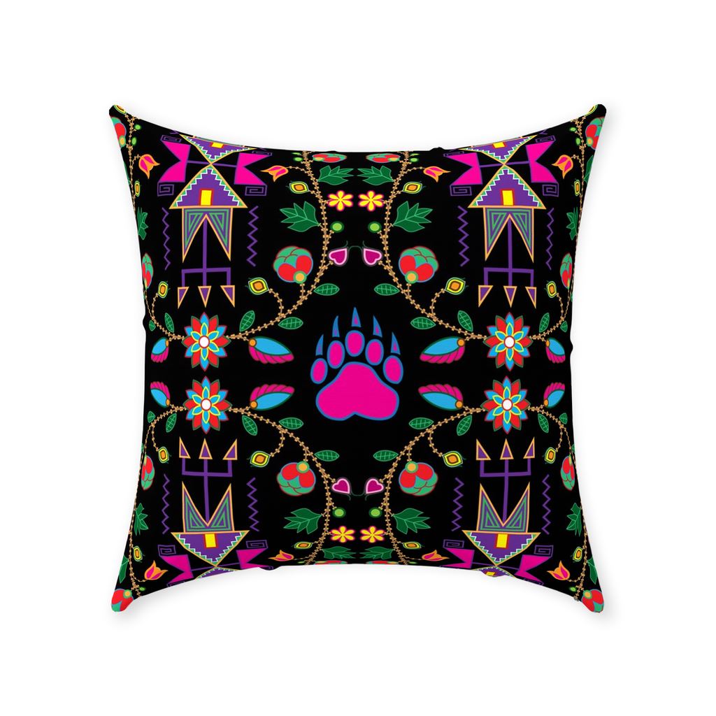 Geometric Floral Fall Black Throw Pillows 49 Dzine With Zipper Spun Polyester 18x18 inch