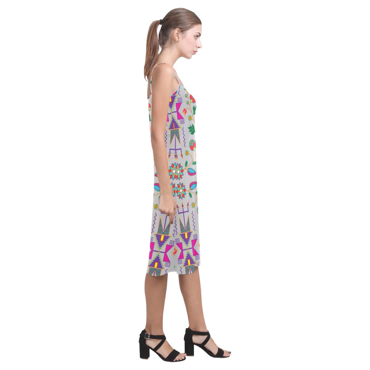 Geometric Floral Fall - Gray Alcestis Slip Dress (Model D05) Alcestis Slip Dress (D05) e-joyer 