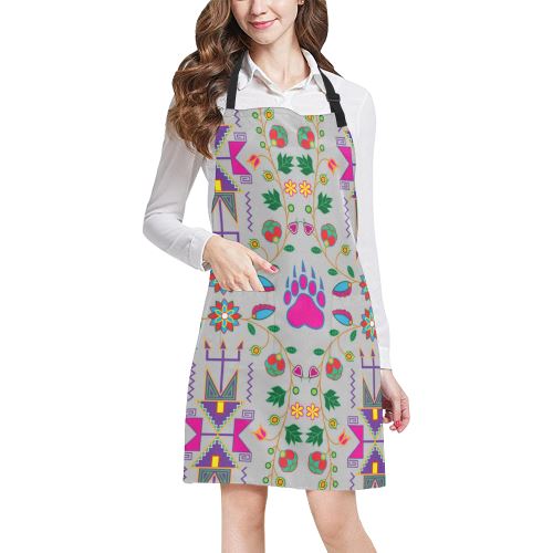 Geometric Floral Fall-Gray All Over Print Apron All Over Print Apron e-joyer 