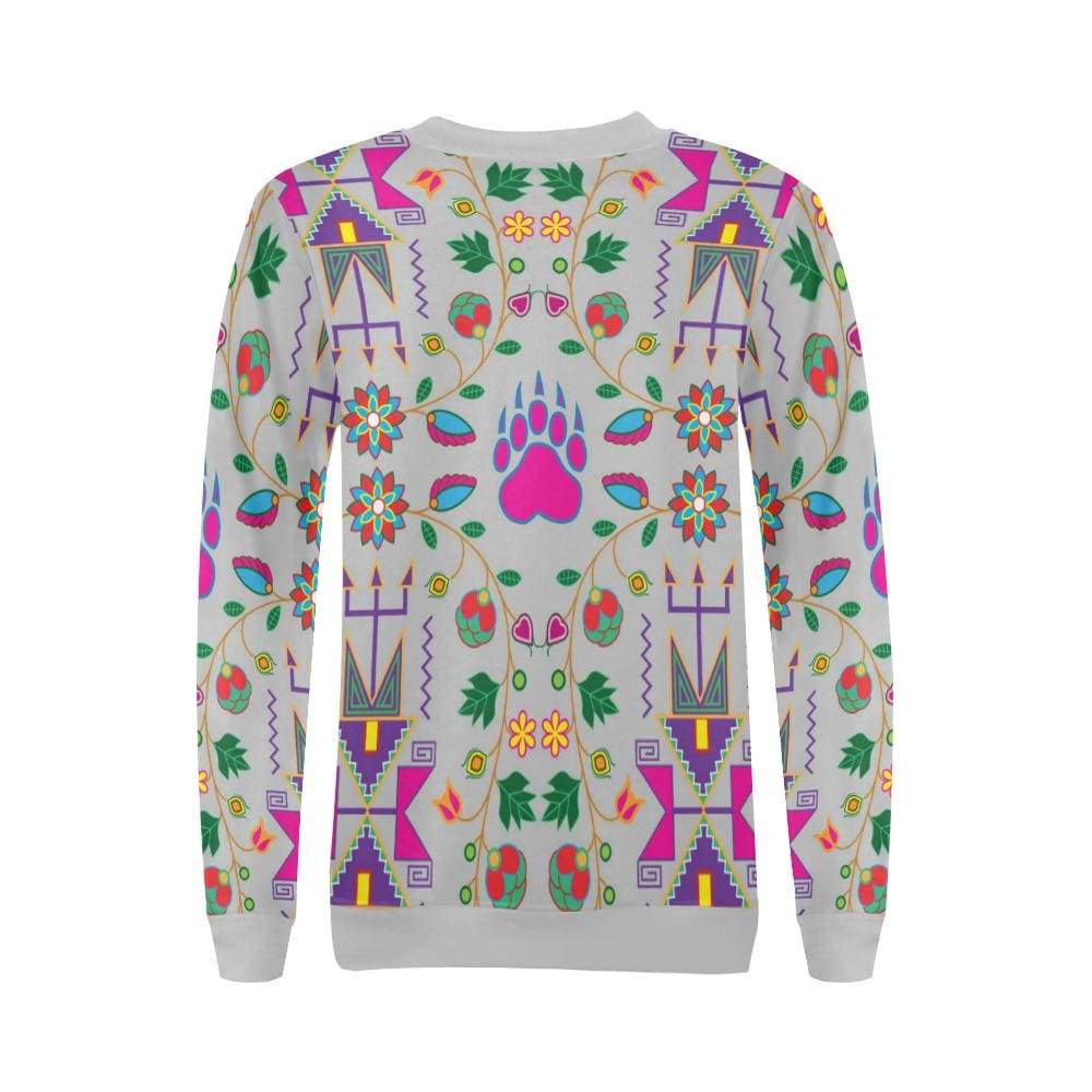 Geometric Floral Fall-Gray All Over Print Crewneck Sweatshirt for Women (Model H18) Crewneck Sweatshirt for Women (H18) e-joyer 