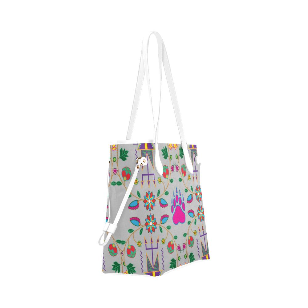 Geometric Floral Fall - Gray Clover Canvas Tote Bag (Model 1661) Clover Canvas Tote Bag (1661) e-joyer 
