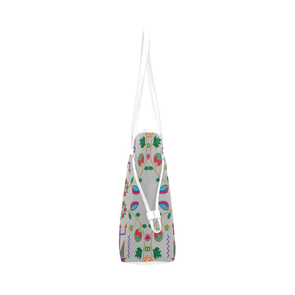 Geometric Floral Fall - Gray Clover Canvas Tote Bag (Model 1661) Clover Canvas Tote Bag (1661) e-joyer 