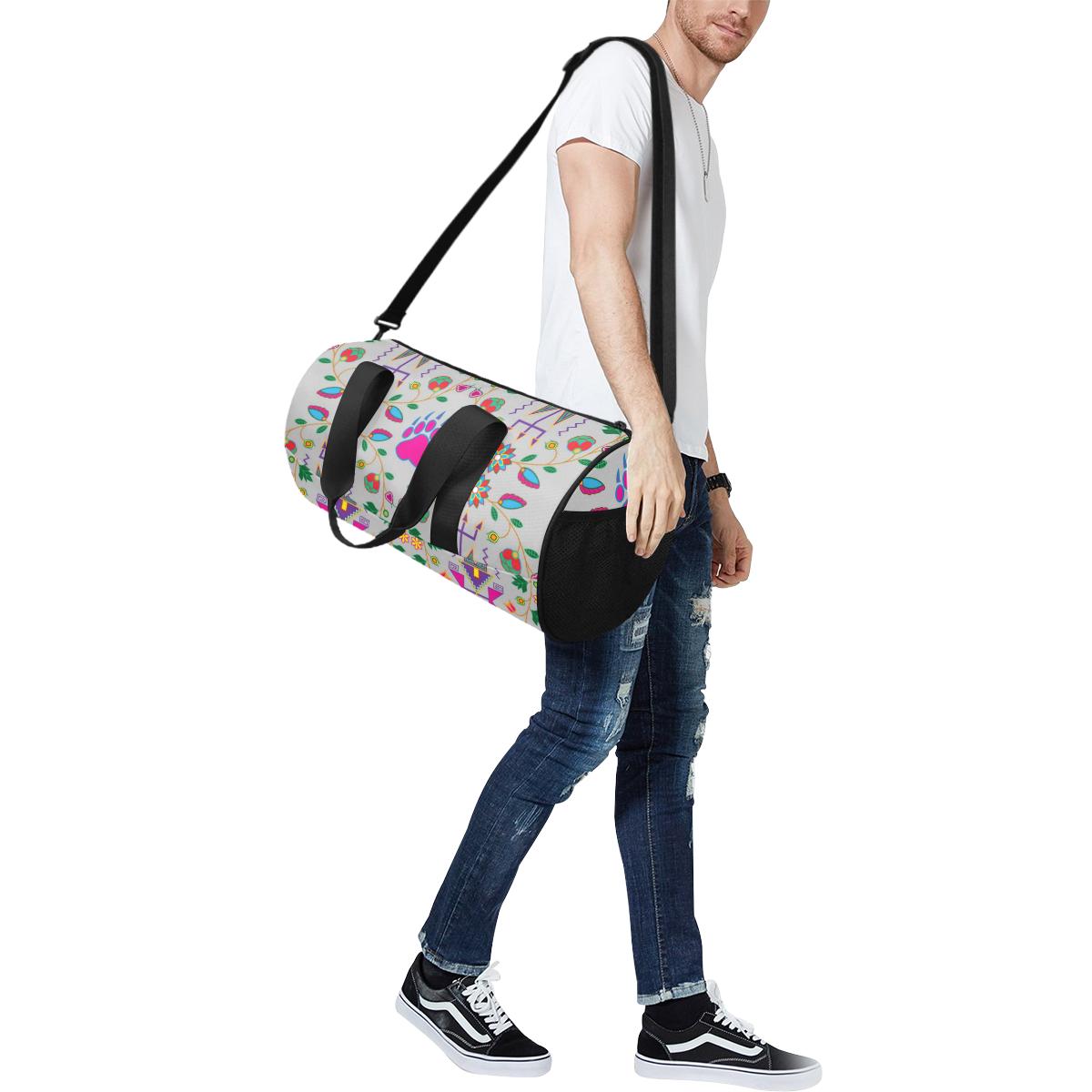 Geometric Floral Fall - Gray Duffle Bag (Model 1679) Duffle Bag (1679) e-joyer 