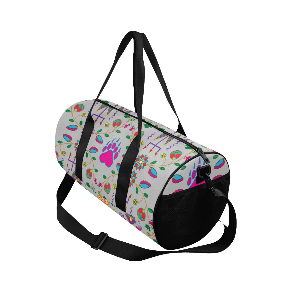 Geometric Floral Fall - Gray Duffle Bag (Model 1679) Duffle Bag (1679) e-joyer 