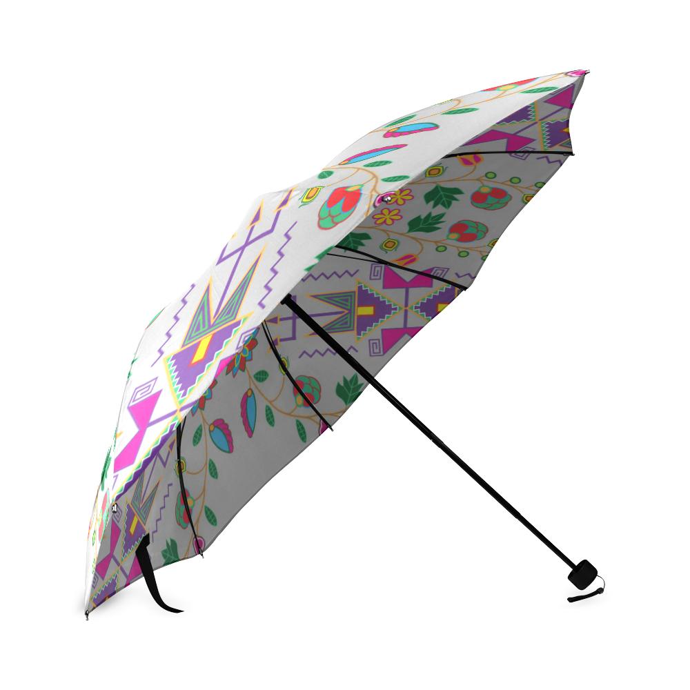 Geometric Floral Fall-Gray Foldable Umbrella Foldable Umbrella e-joyer 