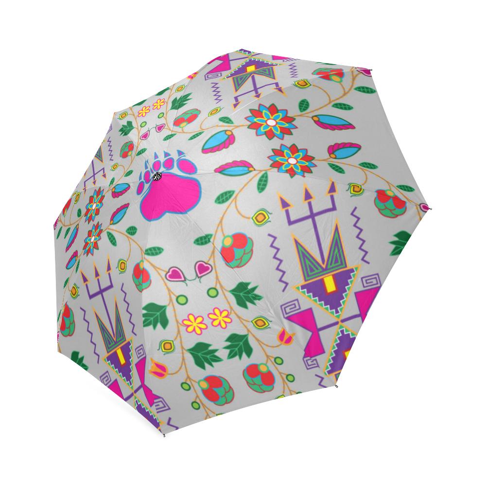 Geometric Floral Fall-Gray Foldable Umbrella Foldable Umbrella e-joyer 