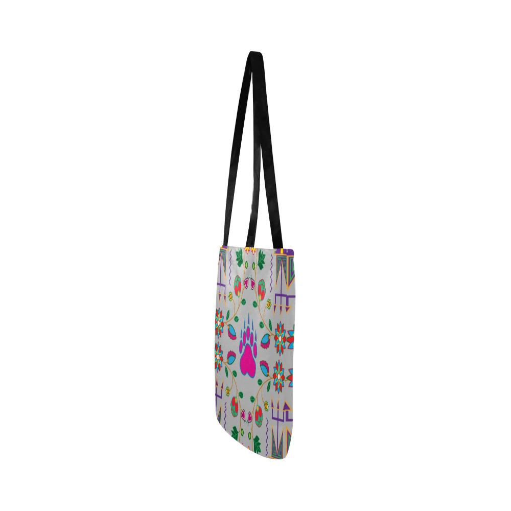 Geometric Floral Fall-Gray Reusable Shopping Bag Model 1660 (Two sides) Shopping Tote Bag (1660) e-joyer 