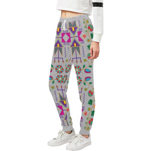 Geometric Floral Fall-Gray Women's All Over Print Sweatpants (Model L11) Women's All Over Print Sweatpants (L11) e-joyer 