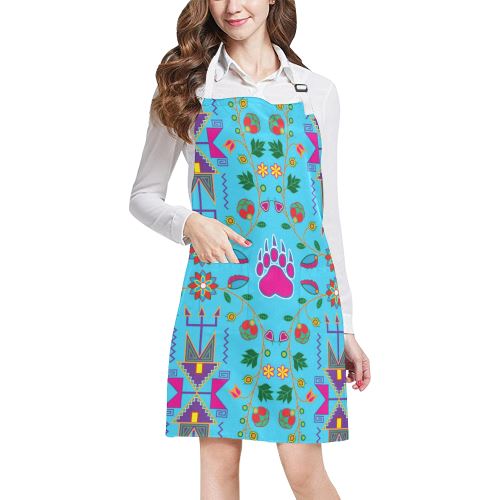 Geometric Floral Fall Sky Blue All Over Print Apron All Over Print Apron e-joyer 