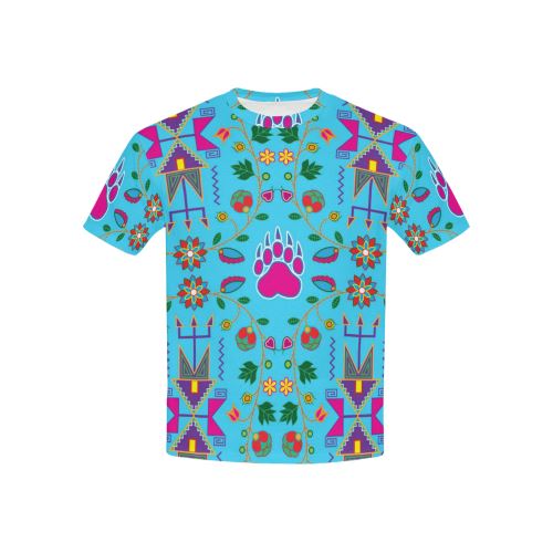 Geometric Floral Fall Sky Blue All Over Print T-shirt for Kid (USA Size) (Model T40) All Over Print T-shirt for Kid (T40) e-joyer 