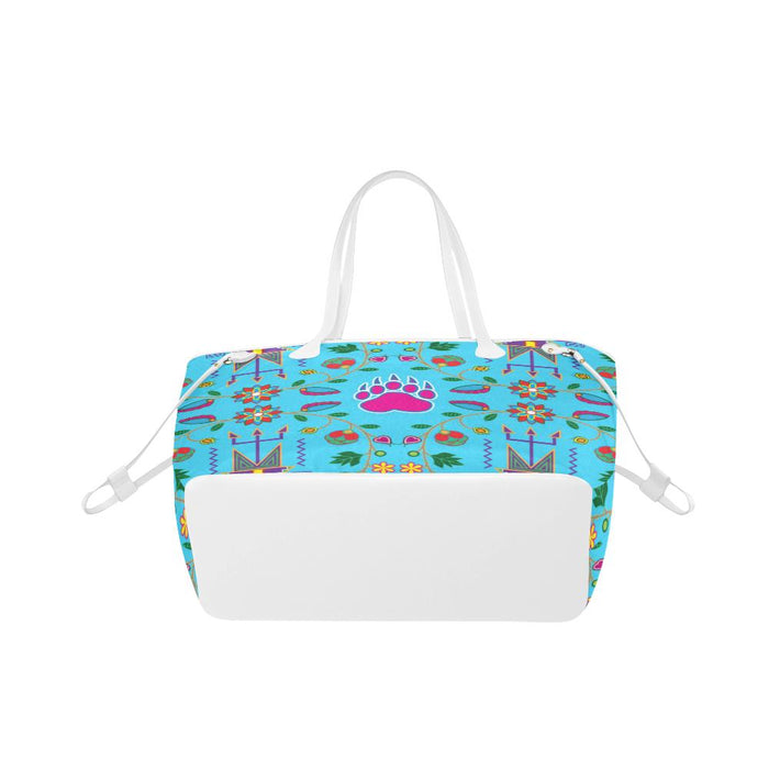 Neon Floral Elks Clover Canvas Tote Bag