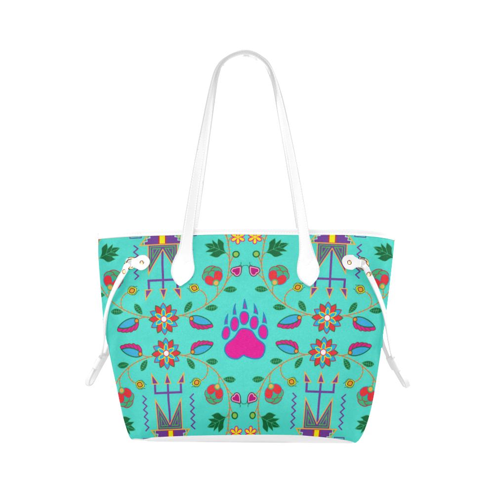 Geometric Floral Fall - Sky Clover Canvas Tote Bag (Model 1661) Clover Canvas Tote Bag (1661) e-joyer 