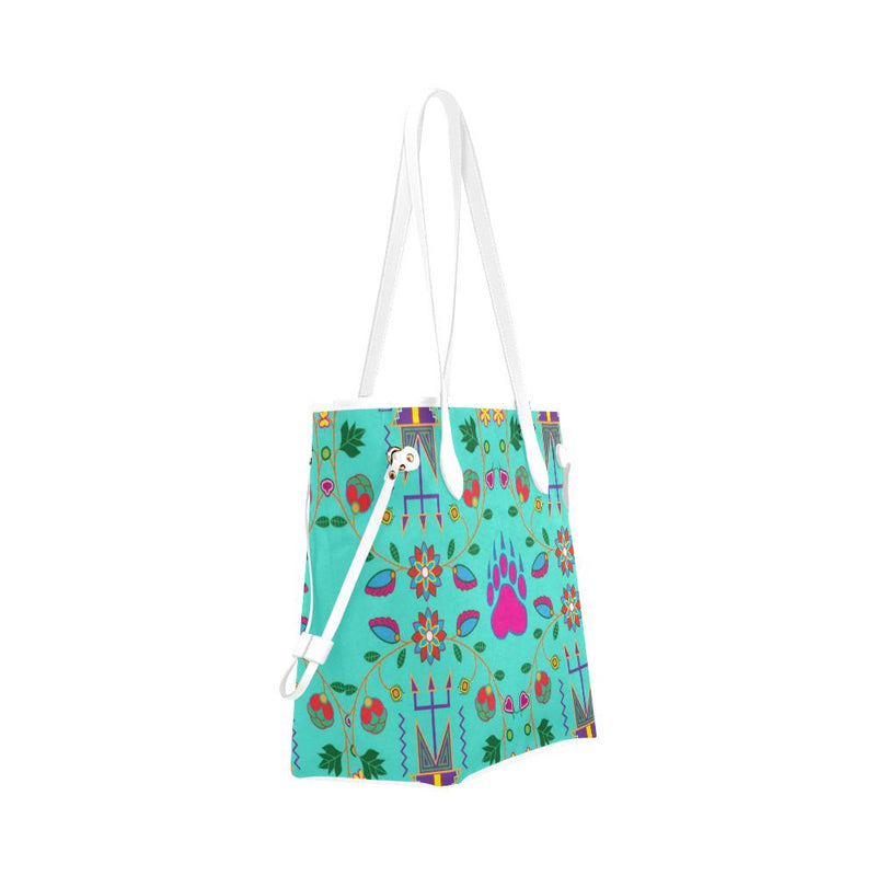 Neon Floral Horses Clover Canvas Tote Bag