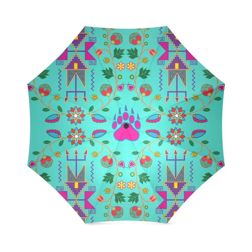 Geometric Floral Fall-Sky Foldable Umbrella Foldable Umbrella e-joyer 