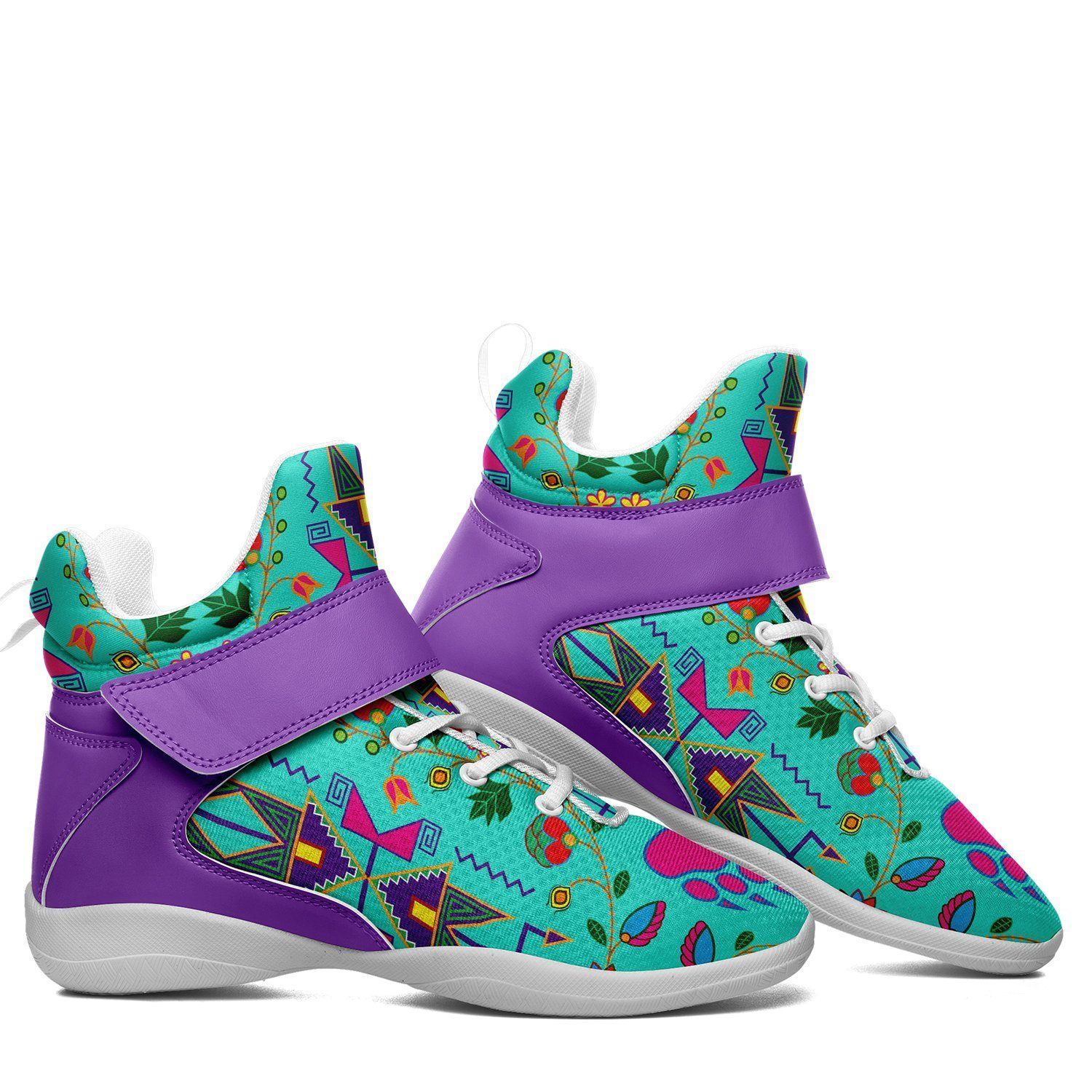 Geometric Floral Fall Sky Ipottaa Basketball / Sport High Top Shoes - White Sole 49 Dzine 